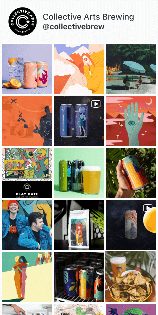 Screenshot of Collective Arts Brewing's current and upcoming Instagram posts in Later's Visual Planner